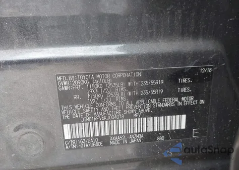 2019 Toyota Rav4 Xle Premium from USA, damaged, VIN JTMC1RFV6KJ004018